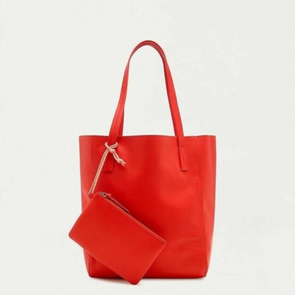 J.Crew The carryall tote-leather-BRILLIANT SUNSET/red-AH945-NWT